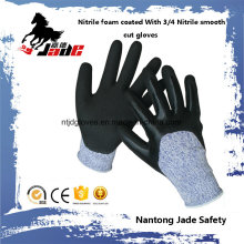 13G 3/4 Nitrile Sandy Finish avec Nitrile Smooth Coated Cut Resistant Safety Glove
